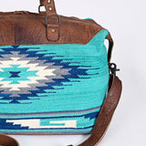 LC-ADBG460 Southwestern Wool & Leather Duffel Bag Handwoven Saddle Blanket Travel Tote
