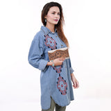 KBG110 WALLET Hand Tooled Saddle Leather with Cowhide Leather and Upcycled Canvas Ladies Ba