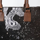 ADBG1561C Black & White Embossed Croc Leather Tote - Western Work & Travel Bag