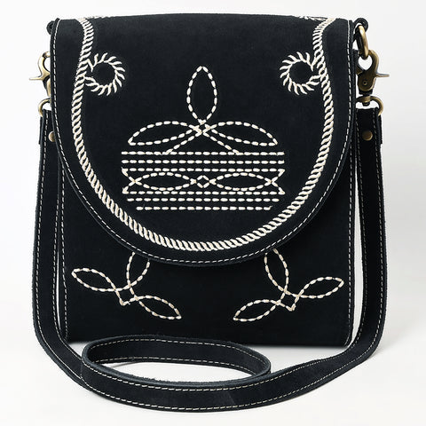 American Darling Boot Stitched Suede Genuine Leather Cross body Bag