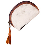LC-ADBG472 Hair-On Cowhide Leather Coin Purse Western Mini Zip Wallet