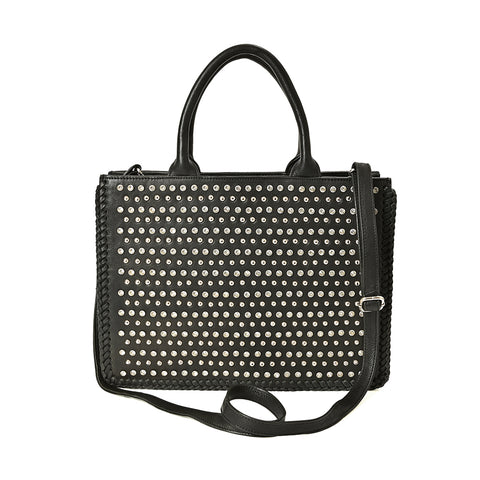 ADBGM792 American Darling Studded Leather Tote Bag with Hand-Braided Details