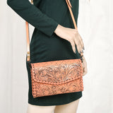 ADBG1133 Hand-Tooled Western Leather Crossbody Wallet-Genuine Cowhide Bag by American Darling
