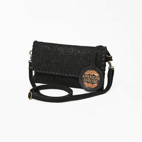 ADBG1645 American Darling Western Leather Small Cross Body Bag with Braided Detailing Damascus