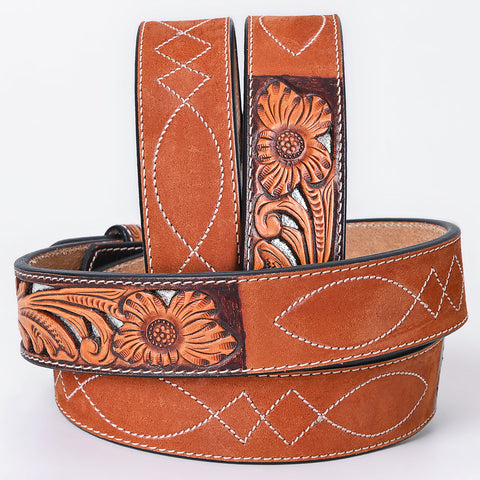 ADBLF349 Hand Tooled Genuine suede American Leather Belt Men and Women
