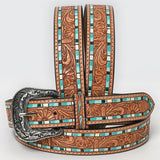ADBLF210 Beautifully Hand Tooled Genuine American Leather Belt Men and Women