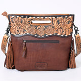 ADBGS146 Aztec Wool & Tooled Leather Shoulder Bag - Western Fringe Crossbody