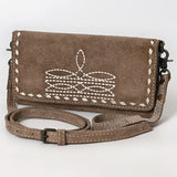 ADBG1712 Genuine Leather Wallet Bag with White Western Stitching & Adjustable Strap
