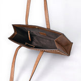 ADBGM517 Western Suede Leather Tote with White Stitch Embroidery - Structured Cowgirl Handbag