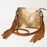 LC-ADBG109 Hair-On Cowhide Leather Crossbody Bag with Fringe-Western Style by American Darling