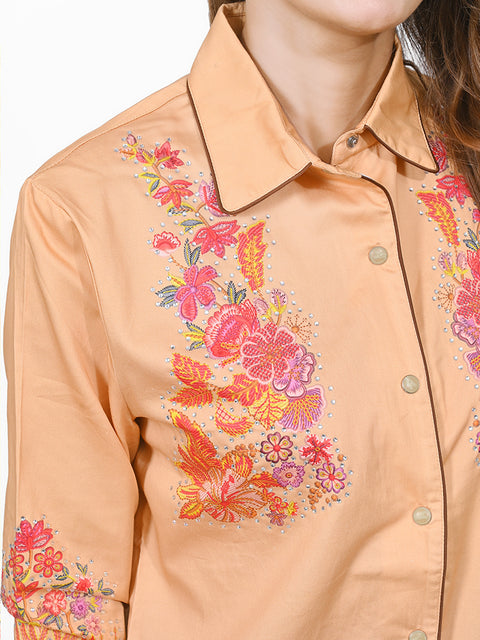 ADSH096 American Darling Satin Cotton Crystal Embellished Western Shirt