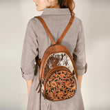 ADBGA507 American Darling Western Cowhide & Tooled Leather Backpack Genuine Leather