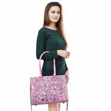 ADBG1314 Pink Tooled Leather Tote Bag - Western Floral Shoulder Purse