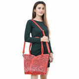 ADBG1473 Hand-Tooled Leather Tote Bag - Western Floral Dual Carry by American Darling