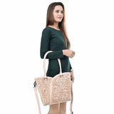 ADBG1473 Hand-Tooled Leather Tote Bag - Western Floral Dual Carry by American Darling