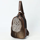 ADBG1538 Gator Embossed Hair-On Leather Sling Bag - Bold Western Crossbody