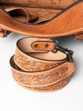 LC-ADBG230 Hand Tooled Leather Tote Bag with Southwestern Saddle Blanket Accent & Floral Detailing
