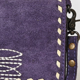 ADBG1712 Genuine Leather Wallet Bag with White Western Stitching & Adjustable Strap