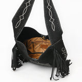 ADBGA734 Suede Fringe Crossbody Bag - Western Embroidered Boho Hobo Purse