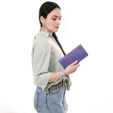 ADBG1537 Tooled Leather Wallet - Hand-Carved Western Floral Long Clutch