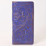 ADBG1537 Tooled Leather Wallet - Hand-Carved Western Floral Long Clutch