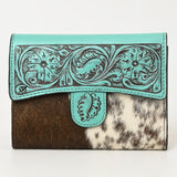 ADBGZ842 Hand-Tooled Leather & Cowhide Western Wallet Clutch American Darling