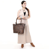 ADBG1519 Floral Embossed Leather Tote Bag - Western Crossbody & Shoulder Style
