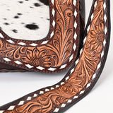 ADBGA377 Genuine Leather Western Crossbody Bag with Tooled Strap & Hair-On Hide