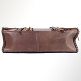 ADBGM348 Leather Tote Bag with Turquoise Concho & Fringe - Handmade Western Braided Strap Purse