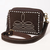 ADBGA710 Suede Camera Bag - Western Stitch Detail with Adjustable Strap