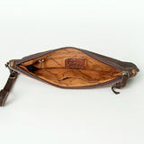 LC-ADBG344DM2D Tooled Leather Wristlet Western Embossed Cowhide Clutch with Floral Accent