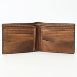 ADBG1592 Handtooled Leather Wallet - Western Floral Tooled Bifold with Stud Detail