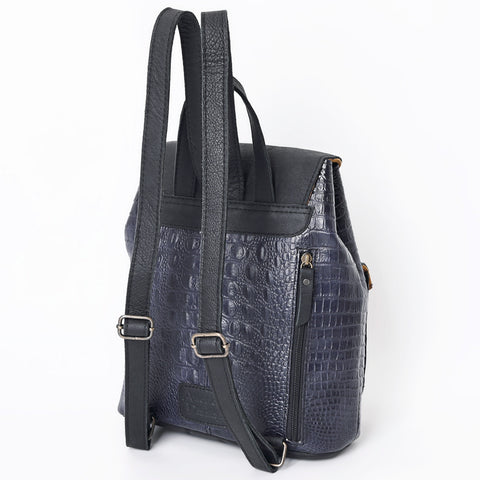 ADBG1179B American Darling Crocodile Embossed Leather Backpack -Western Flap Closure Bag
