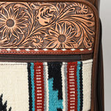 ADBG1570 Southwestern Aztec Woven & Tooled Leather Rolling Luggage - Western Carry-On