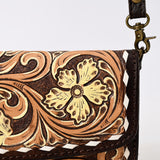 ADBGA553 American Darling Hand-Tooled Leather Wallet Western Floral Design with Strap