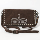 ADBG1712 Genuine Leather Wallet Bag with White Western Stitching & Adjustable Strap