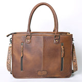 LC-ADBG230 Hand Tooled Leather Tote Bag with Hair-On Cowhide & Hand-Painted Floral Design