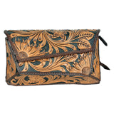 ADBGA563 Hand-Tooled Genuine Leather Clutch Bag Western Floral Design
