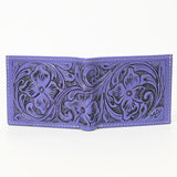 LC-ADBG1236I Hand-Tooled Leather Wallet - Western Floral Bifold Design