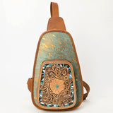 ADBG1146 Cowhide Leather Western Sling Bag with Hand-Tooled Pocket - Eleanor Edition by American Darling