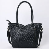 ADBG1473A Black Western Hand Tooled Leather Tote Bag for Women - Genuine Cowhide by American Darling