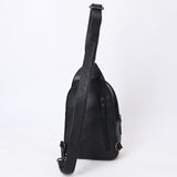 ADBG1538A Black Alligator-Embossed Leather Sling Bag - Western Crossbody Chest Pack