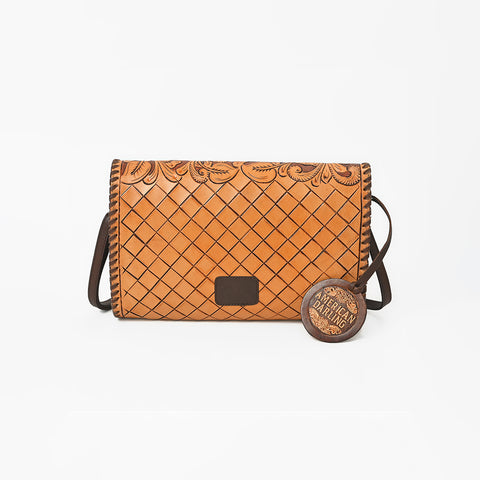 ADBG395BR Authentic Hand-Tooled Genuine Leather Envelope Clutch with Artisan Crafting