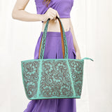 LC-ADBGZ792 Tote Hand Tooled Genuine Western Leather Women Bag