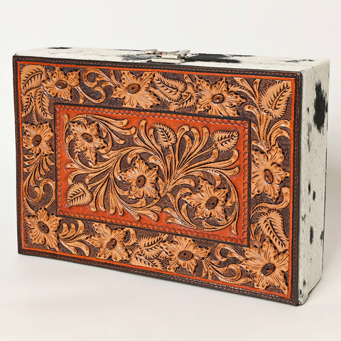 ADBGA460 American Darling Hair-On Cowhide Hand Tooled Leather Western Jewelry Case