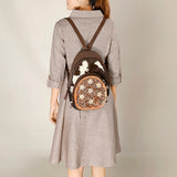 ADBGA508 American Darling Black & White Cowhide Backpack Hand Tooled Genuine Leather