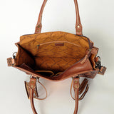 LC-ADBG230 Hand Tooled Leather Tote Bag with Hair-On Cowhide & Hand-Painted Floral Design
