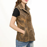 LC-ADJKT036 Genuine Vintage Leather Women Shirt Jacket Dress