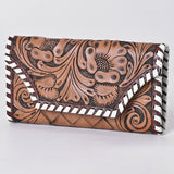 KBG154 WALLET Harness Skirting Leather with Hand Carving Ladies Bag H4.5XW9   KBG154