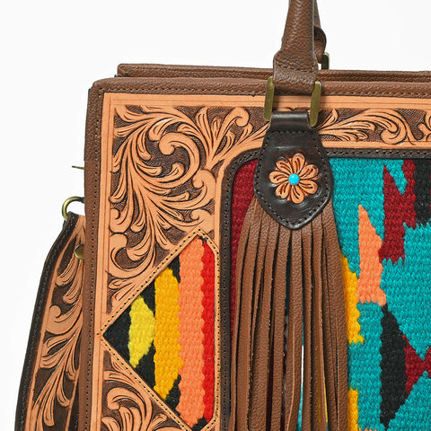 ADBGA1018 Tote Saddle Blanket Hand Tooled Genuine Leather Women Bag